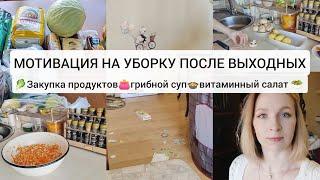 МОТИВАЦИЯ НА УБОРКУ ПОСЛЕ ВЫХОДНЫХ | Закупка продуктов | грибной суп и салат Витаминный из капусты