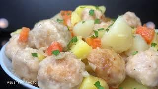 Фрикадельки с картошкой. Очень вкусное блюдо на второе! Простой и быстрый рецепт !!!