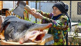 Grandma's Giant Beluga Fish Head Soup Recipe: Unusual Fish Cooking Technique!