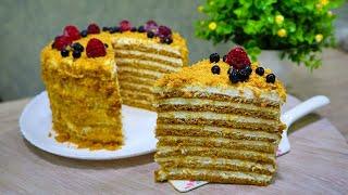 Торт медовик, медовый торт рецепт | Honey cake, honey cake recipe