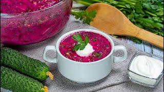 Свекольник - летний холодный борщ! Легкий вкусный овощной суп с яйцом в жаркую погоду!