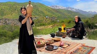 Cooking one of the oldest and most authentic Iranian dishes with lamb in the village