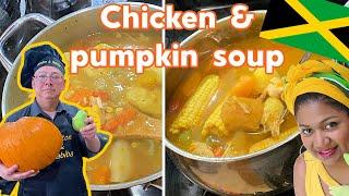 COOKING JAMAICAN CHICKEN & PUMPKIN SOUP + CHAT *PREPPERS #jamaicanfood #cookingvlog #chickensoup